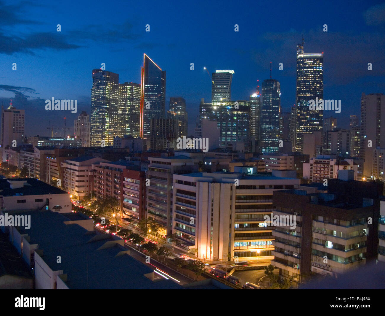 Makati buildings at dusk Stock Photo