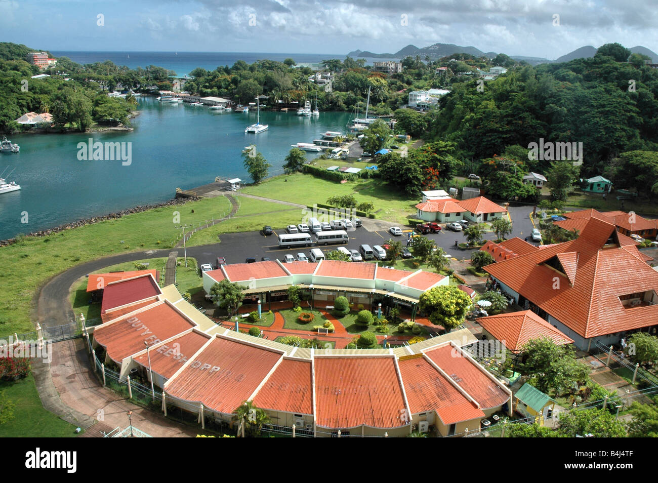 Overhead Aerial View Of Cruise Duty Free Terminal Port St Lucia Stock Photo Alamy