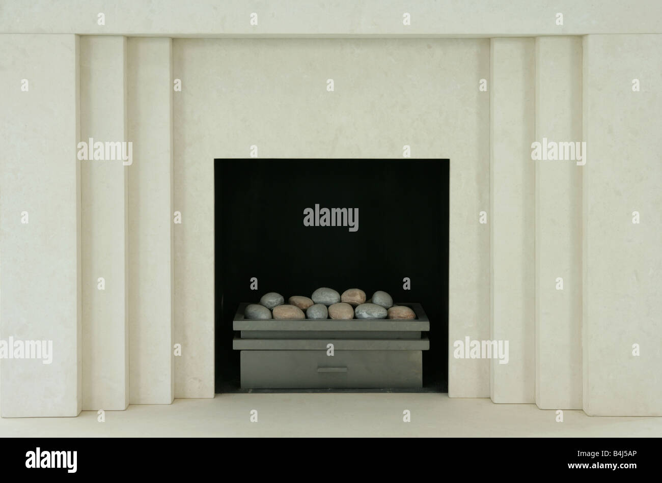 modern gas fireplace Stock Photo