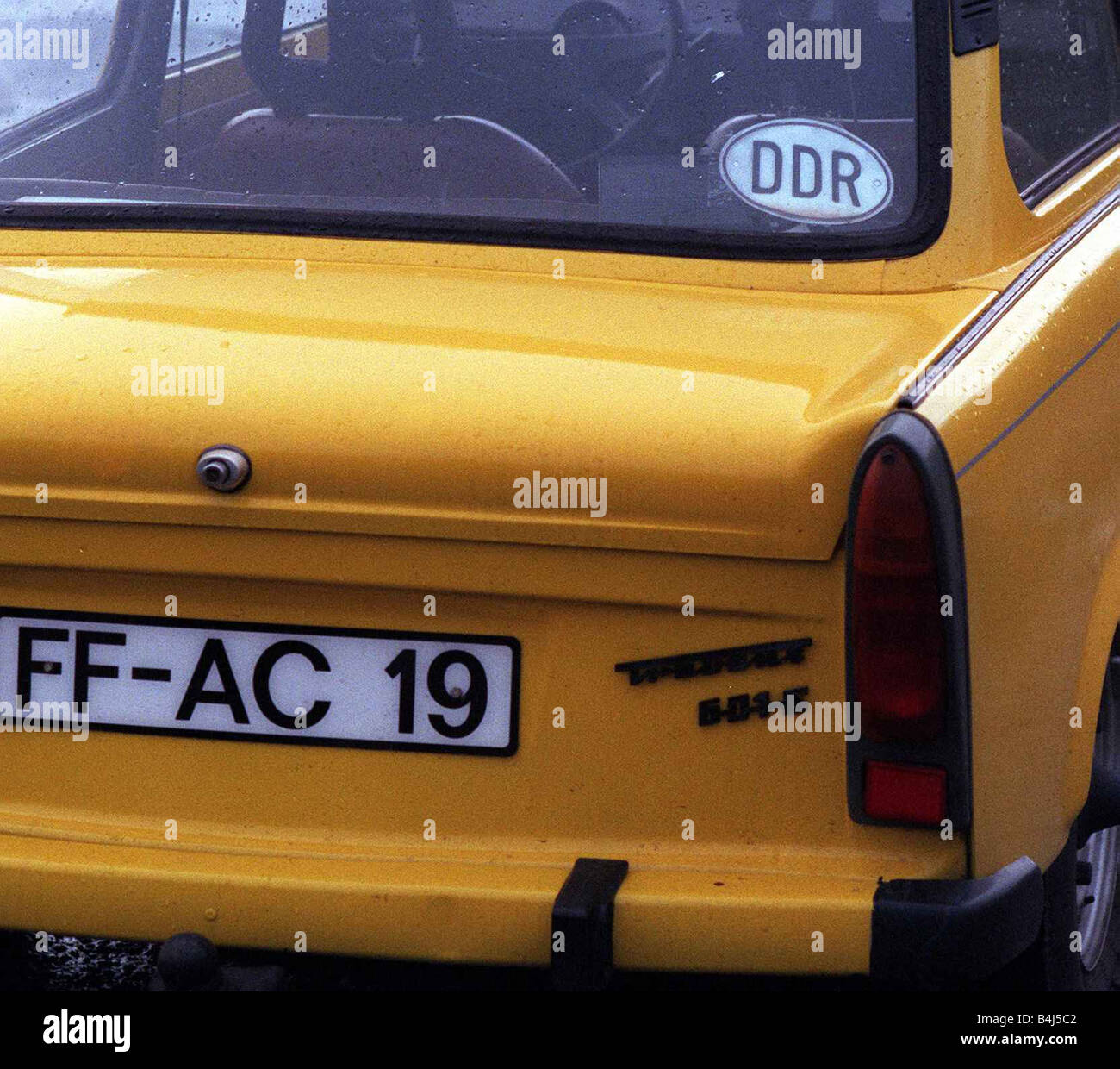 Trabant motor car East German December 1997 Road Record yellow Stock Photo