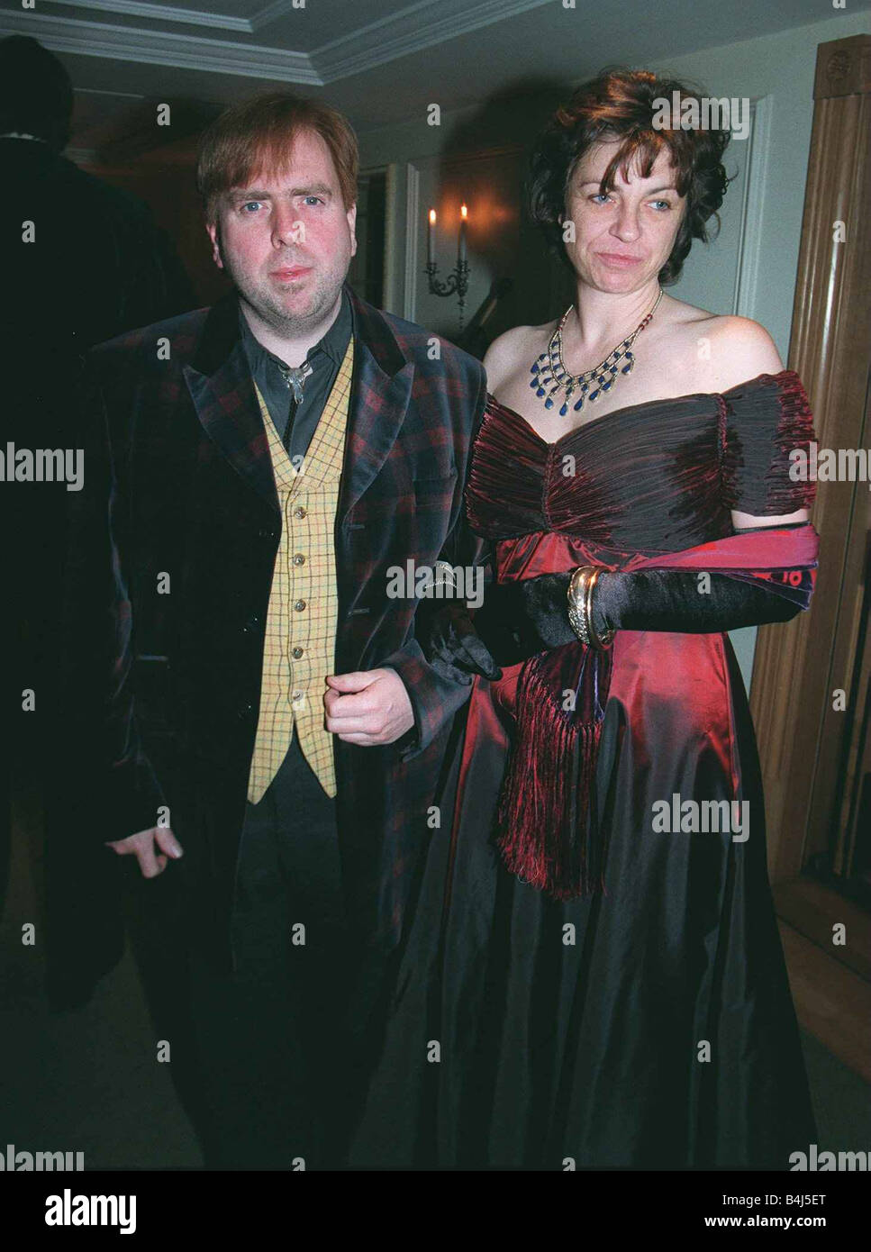 Timothy Spall with his wife at the Evening Standard awards in February 1998 Stock Photo