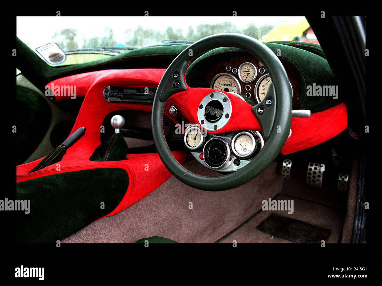 TVR Cerbera car February 1998 close up of steering wheel Stock Photo