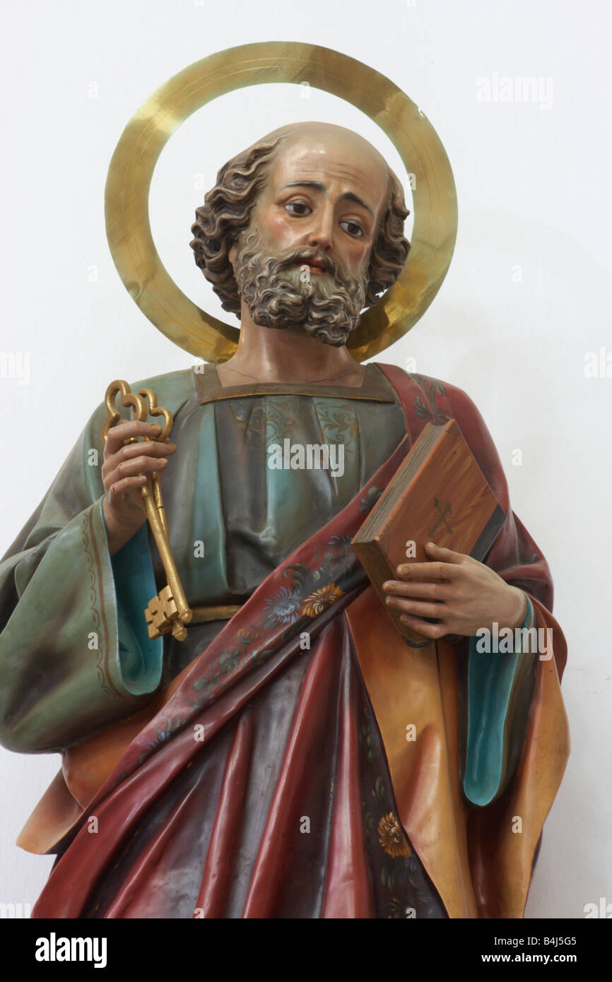 Statue of  Saint Peter holding key Stock Photo
