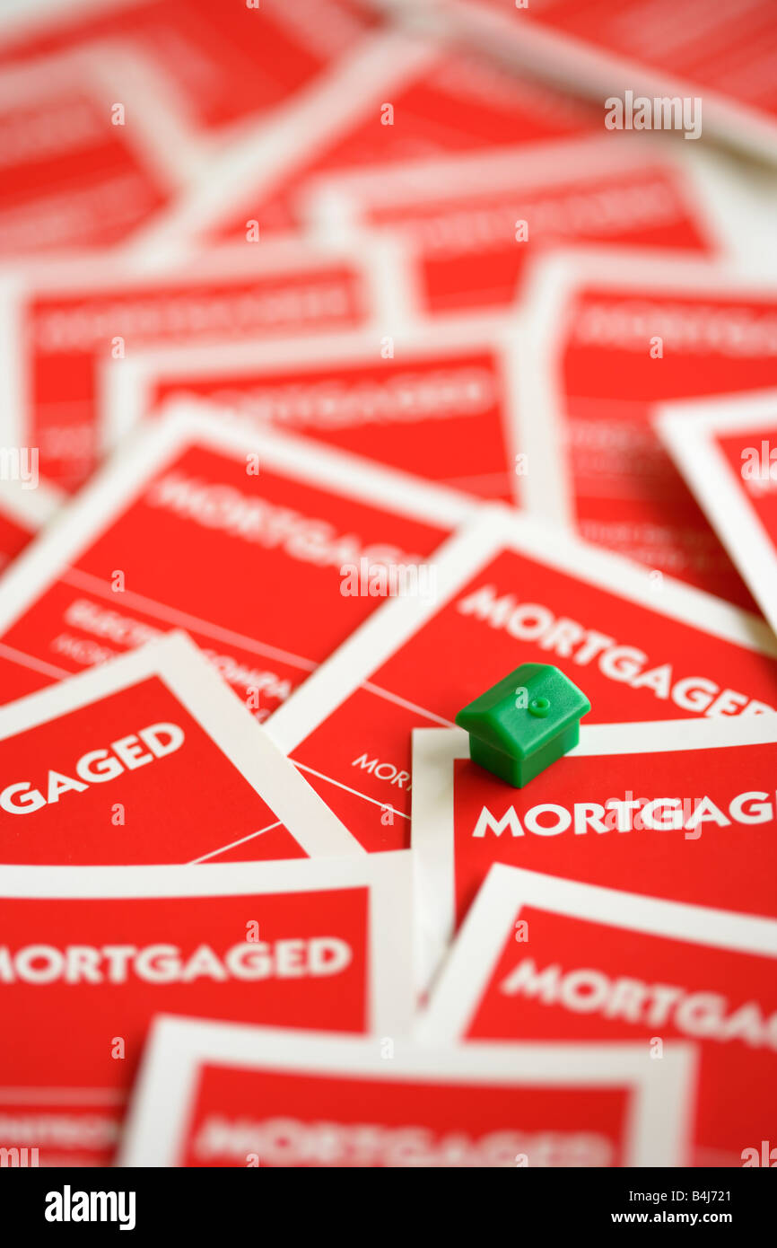 Monopoly board game property mortgage Stock Photo