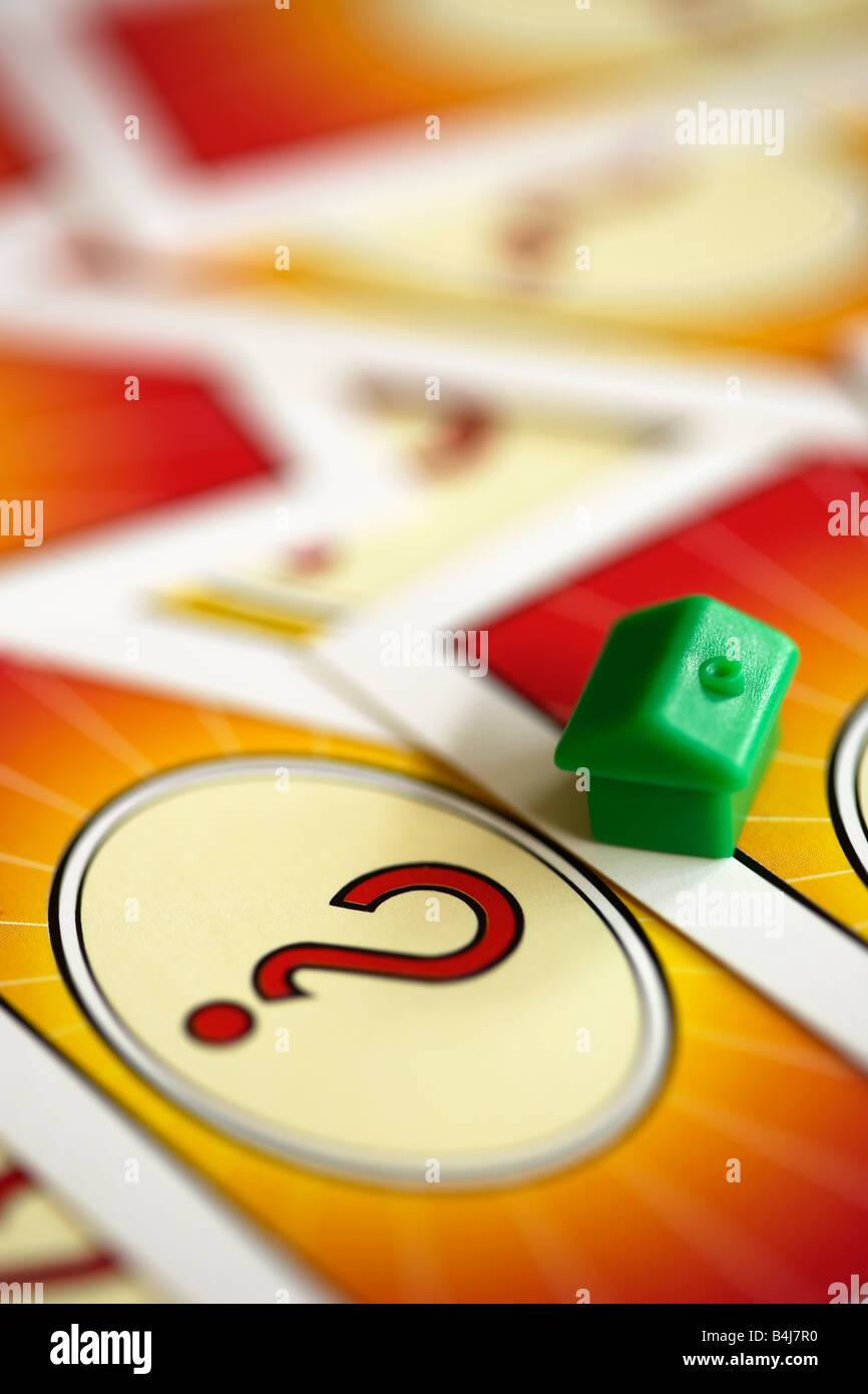 Monopoly board game house and chance cards Stock Photo