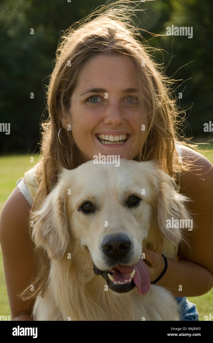 portrait of teenage girl with her dog Stock Photo - Alamy