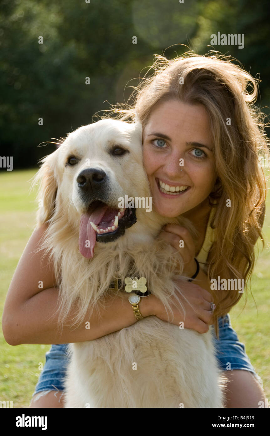portrait of teenage girl with her dog Stock Photo - Alamy