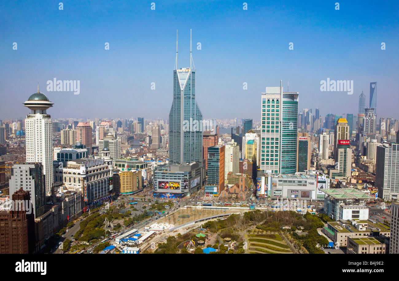 Shanghai, China. Cityscape looking towards Pudong. Stock Photo