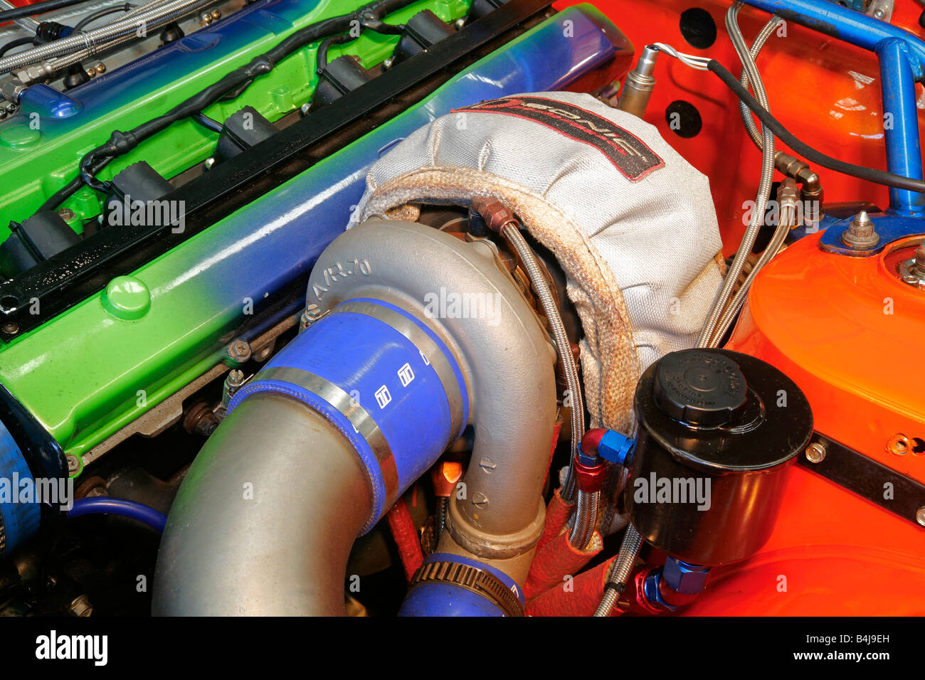 Turbocharger Of Red Engine Stock Photo - Download Image Now