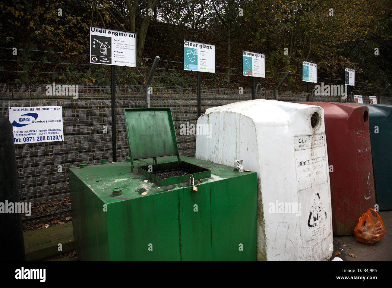 Recycling bins in Norfolk Stock Photo Alamy