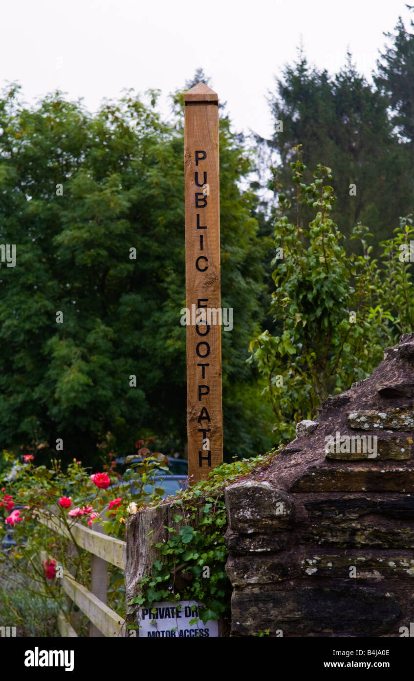 Fingerpost for Public Footpath in Ludlow Shropshire England UK Stock Photo