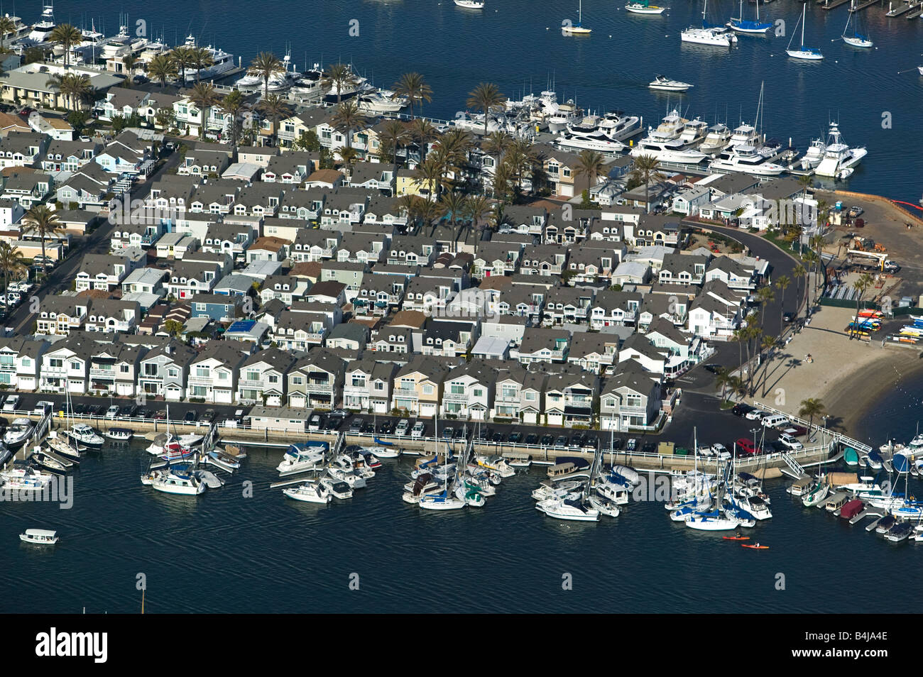 aerial above California Pacific coast residential waterfront property