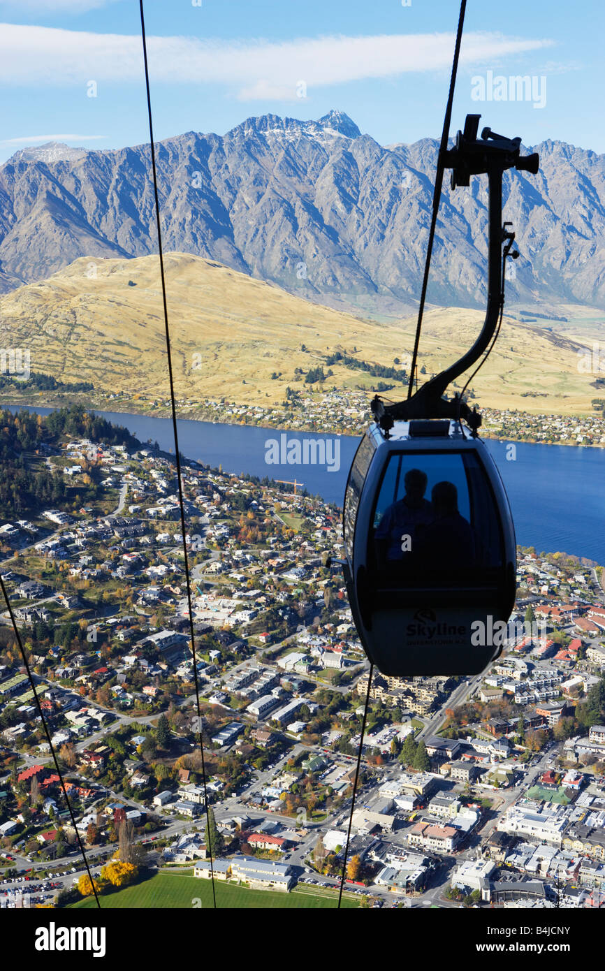 Cable Car with Skyline Gondola Queenstown view of The Remarkables