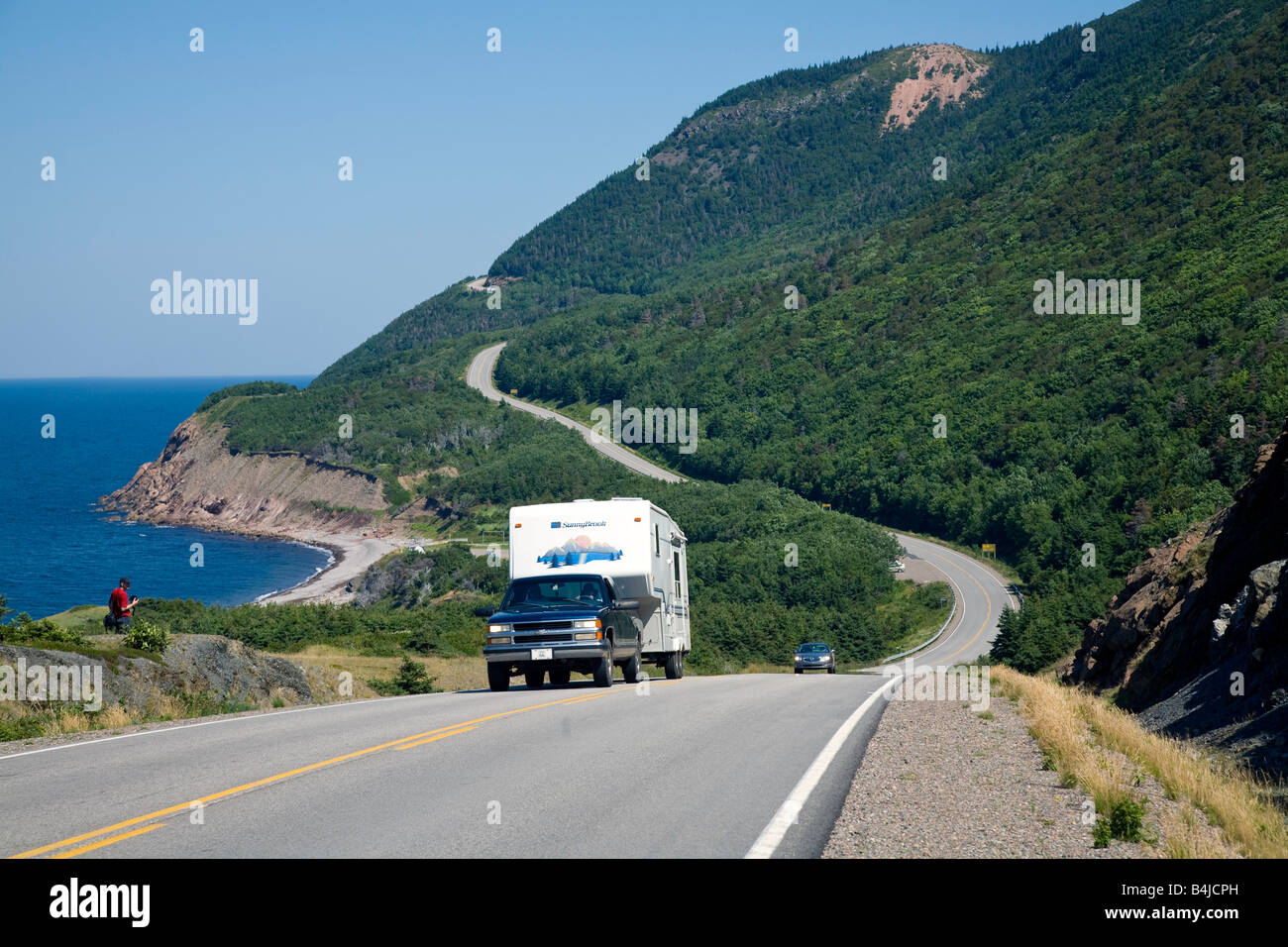 RV on Cabot Trail in Cape Breton, Nova Scotia, Canada Stock Photo Alamy