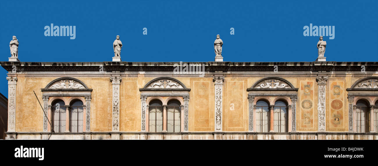 Statues atop the Loggia del Consiglio 1476 1793 Piazza dei Signori Verona Stock Photo
