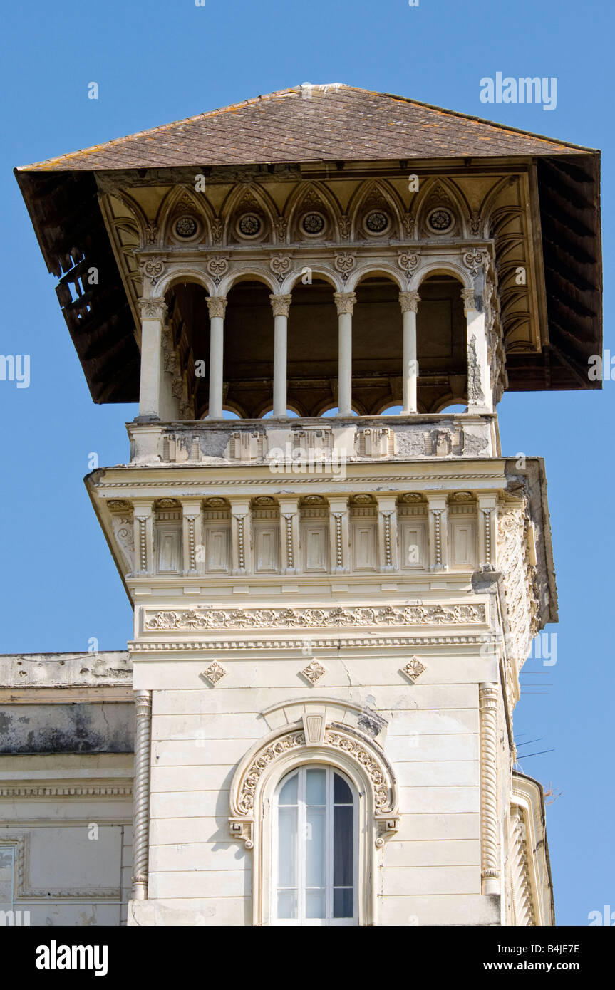 Ornate arches and columns on a tower in Ercolano, Italy Stock Photo