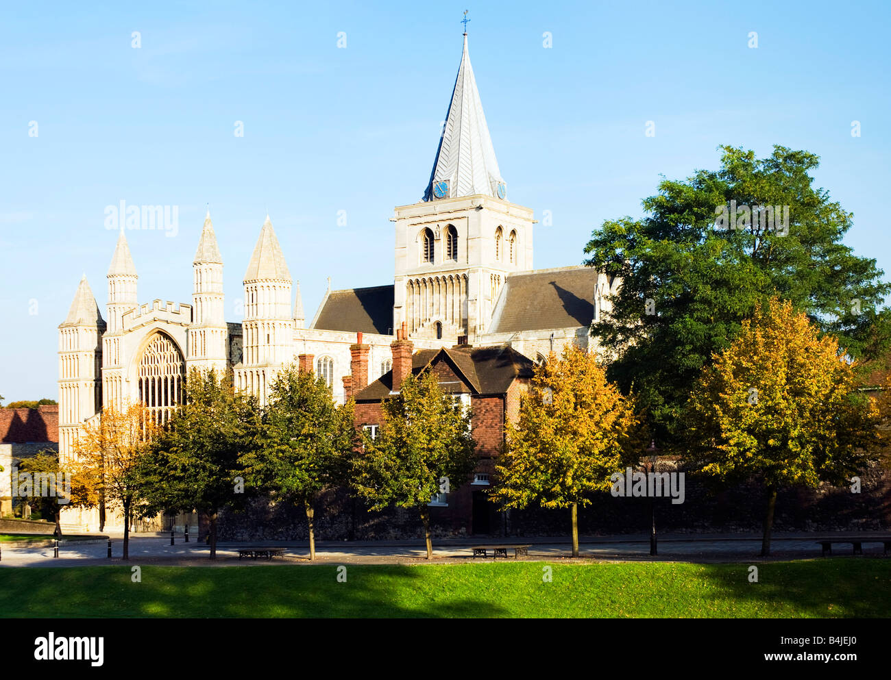 Evening sunlight at Rochester Cathedral Kent Stock Photo