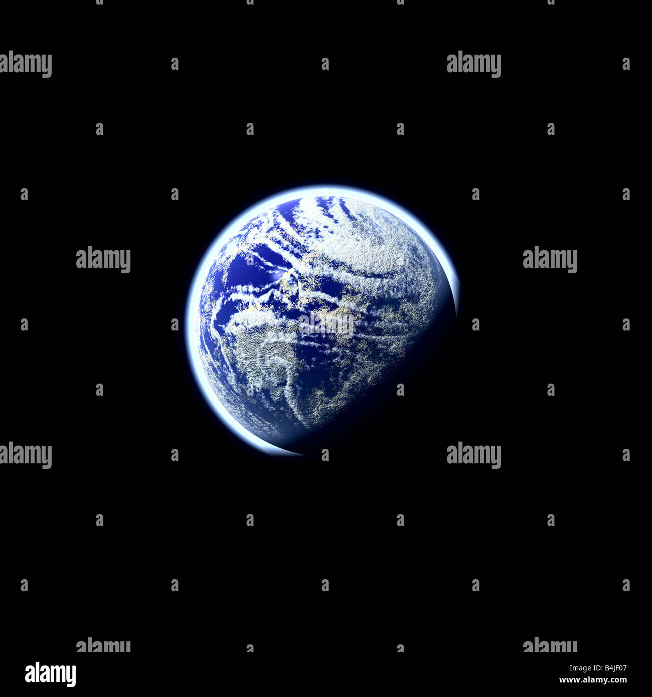 A glowing planet earth illustration over a black background Stock Photo ...