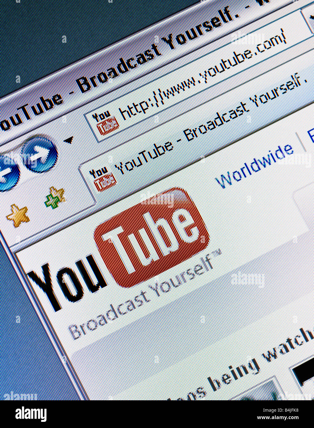 You Tube video sharing site screen and logo Stock Photo