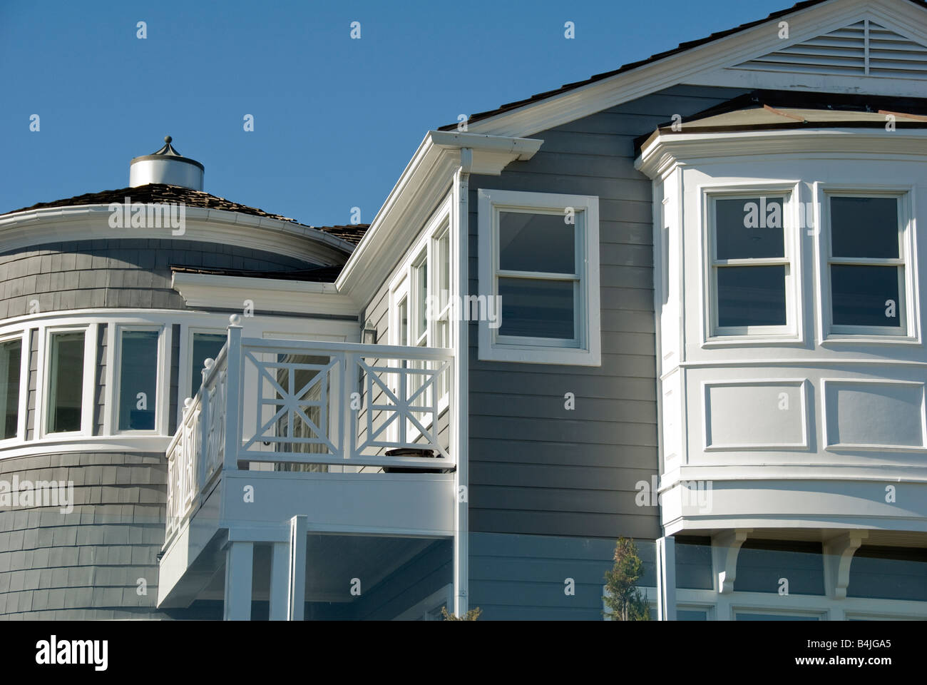 Castaway Park home atop a bluff overlooking Newport Harbor & the Back Bay Newport Beach Skyline California Stock Photo