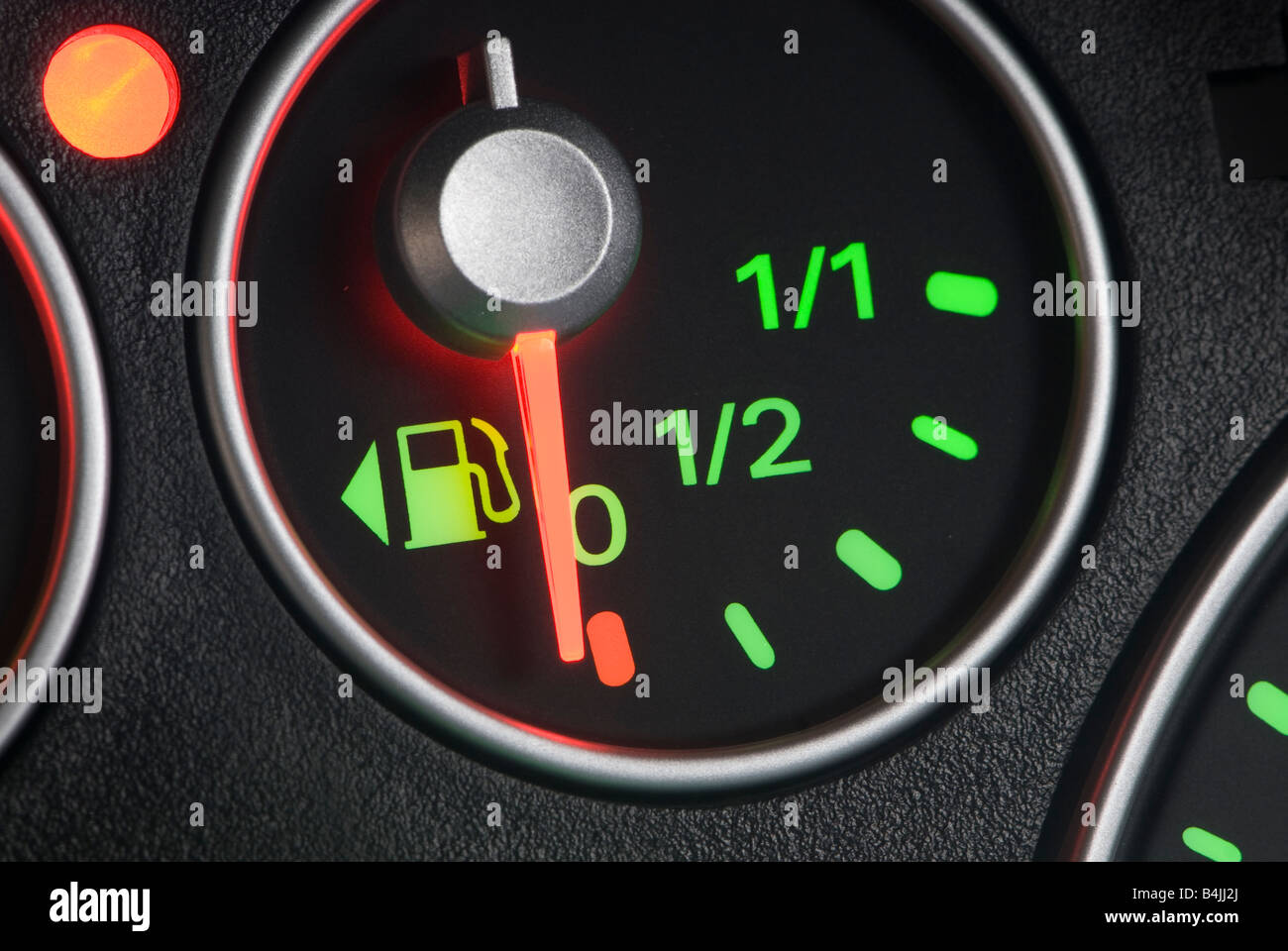 Fuel gage showing empty Stock Photo