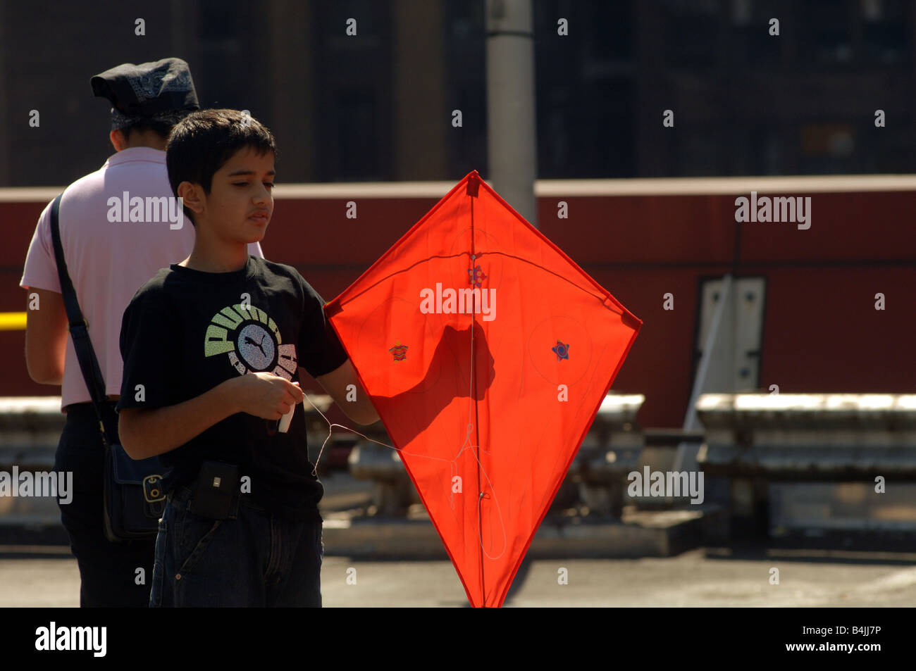 Hundreds of enthusiasts test the laws of physics at the Fourth Annual Fashion District Kite Flight Stock Photo
