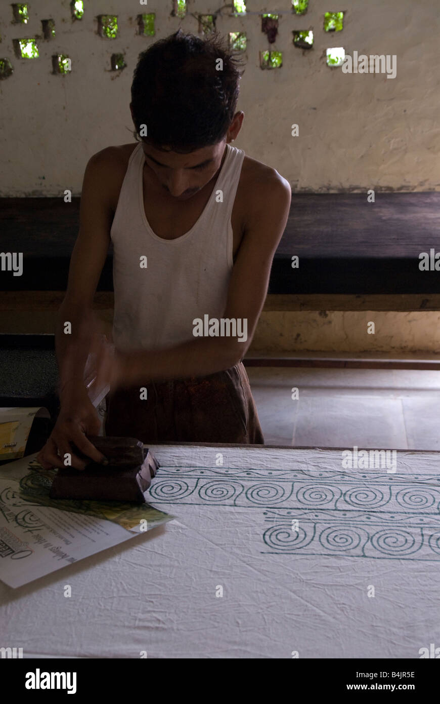 India Rajasthan Pushkar Block printing involves printing of cloth with