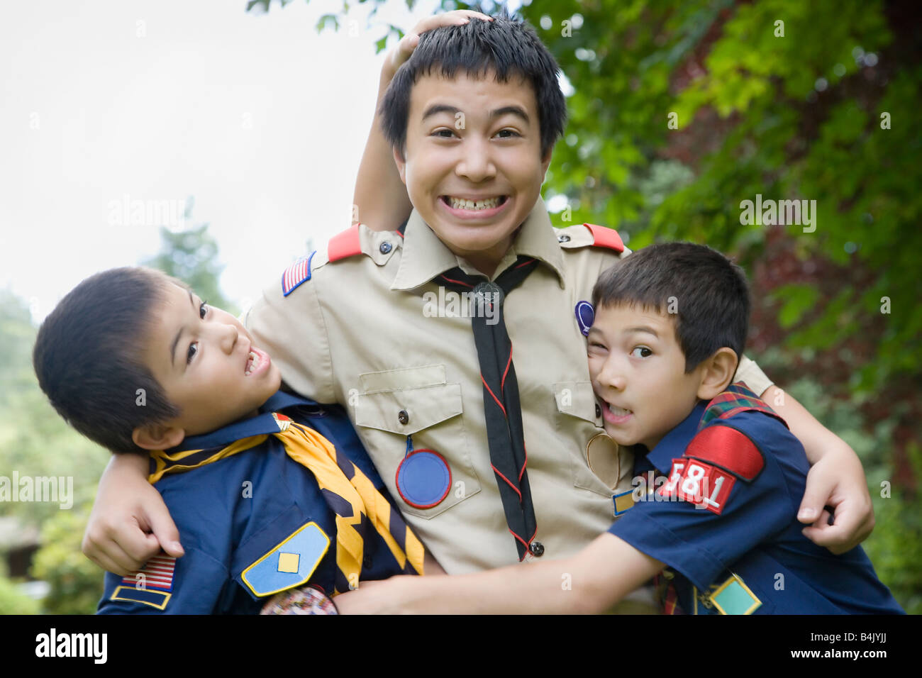 Asian Brothers Hugging Stock Photo Alamy