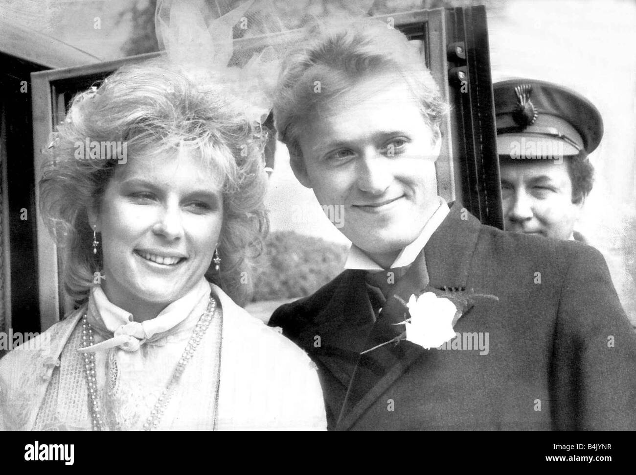 Adrian Edmondson after getting married to Jennifer Saunders Comedy Actor and Writer May 1985 dbase Stock Photo
