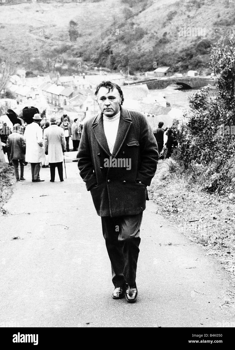 Richard Burton actor on location a version of Dylan Thomas Under Milk Wood  Burton is the narrator Stock Photo - Alamy