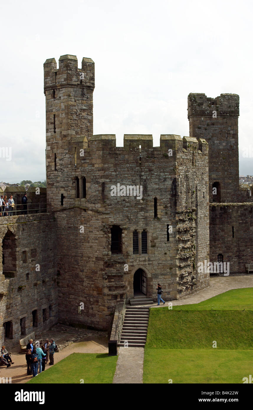 Caernarfon Castle in Gwynedd North West Wales Stock Photo