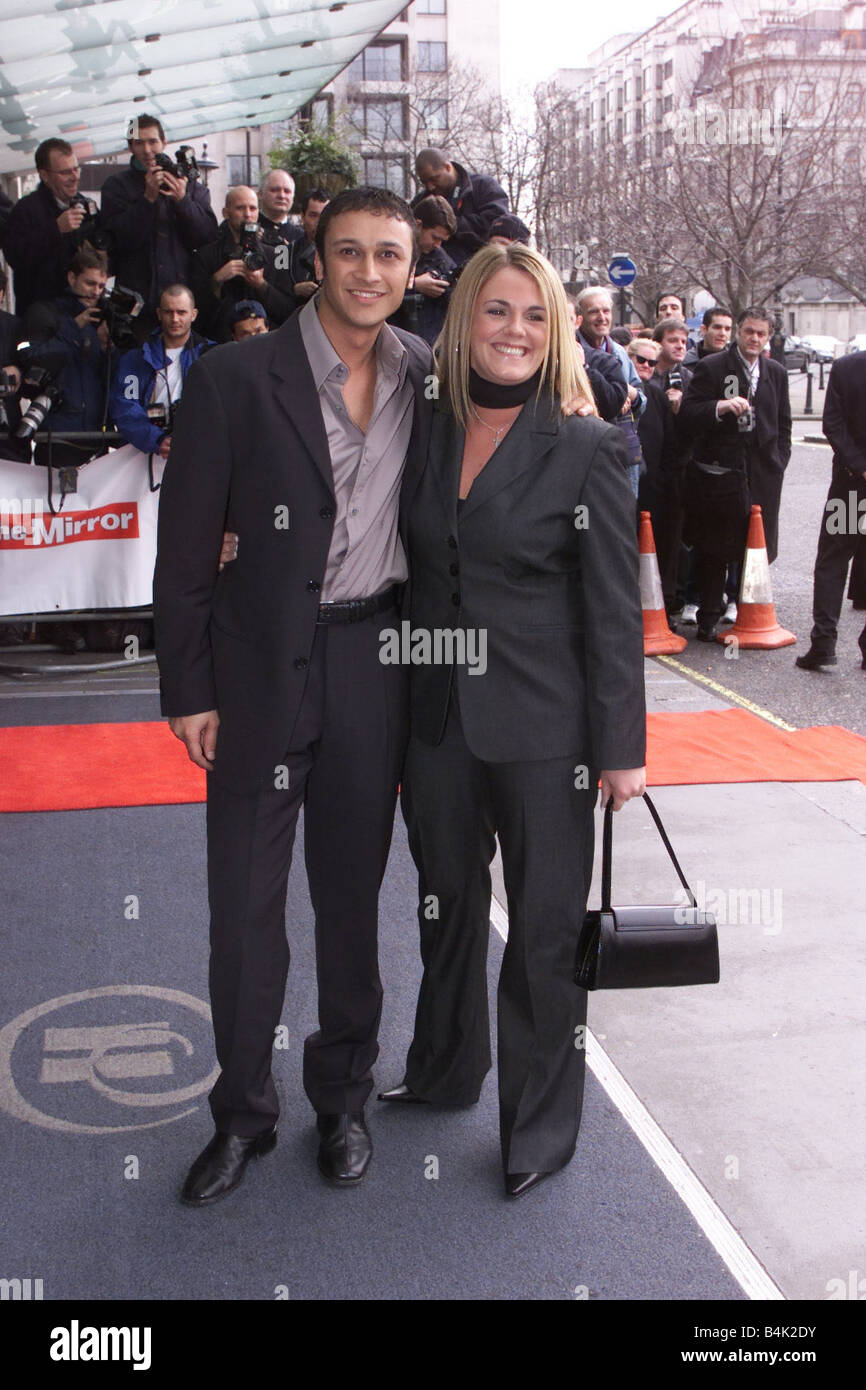 The Mirror Pride Of Britain Awards March 2002 at The Hilton Hotel London Coronation Street stars Sally Lindsay Shelley and Chris Bisson Vikram arrive for the Pride of Britain Awards Stock Photo