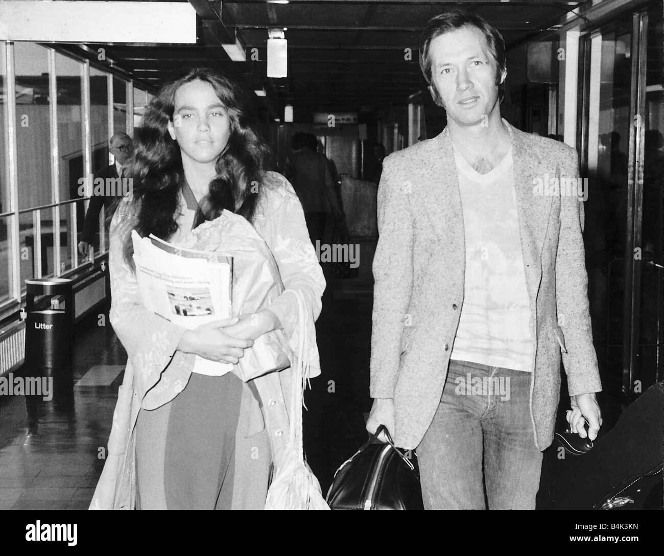 David Carradine with his first wife Linda arrive at Heathrow Airport from Los Angeles on their way to Cannes film festival DBase Stock Photo