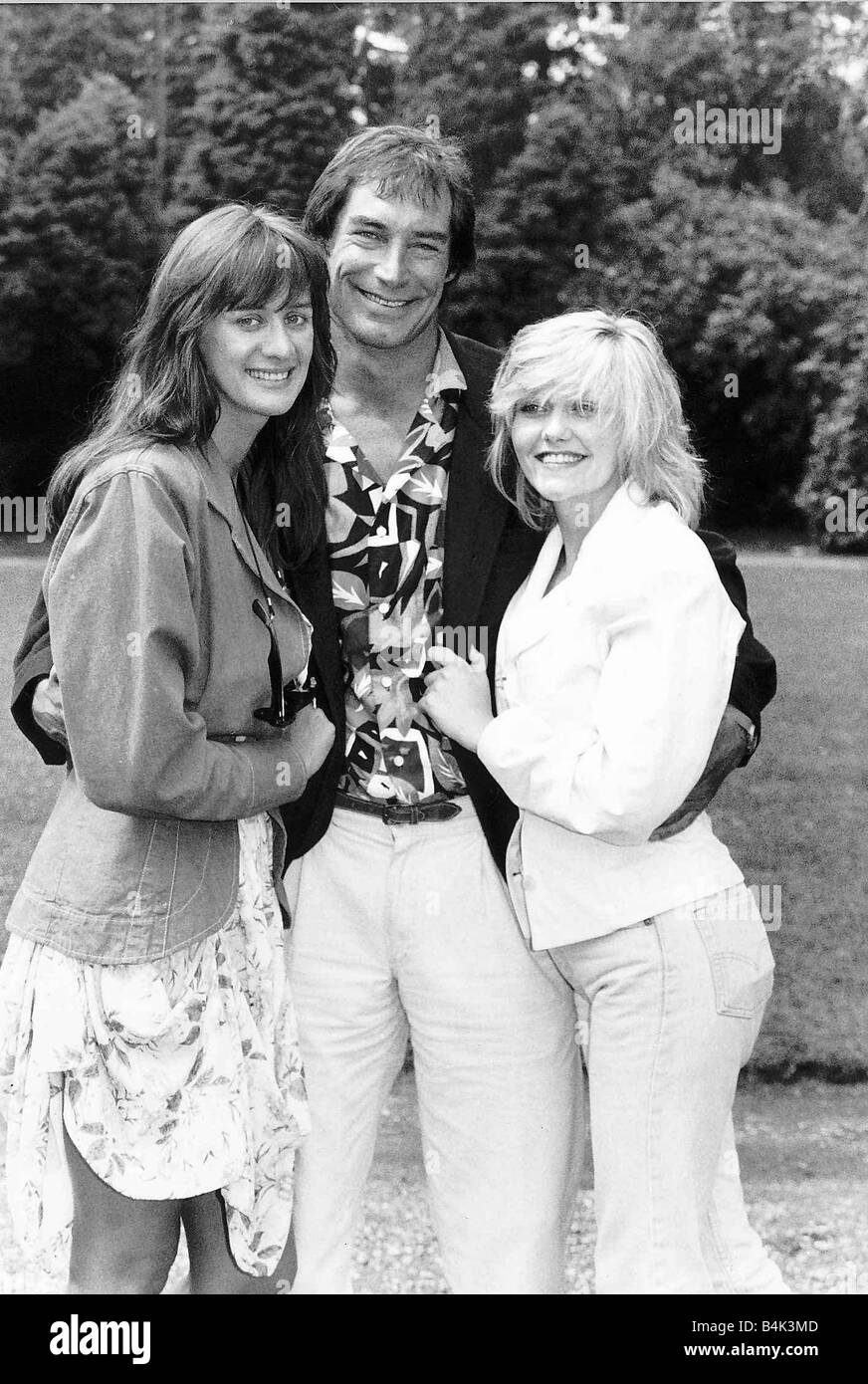 Timothy Dalton Actor with Camille Coduri and Janet McTeer June 1988 Dbase Stock Photo