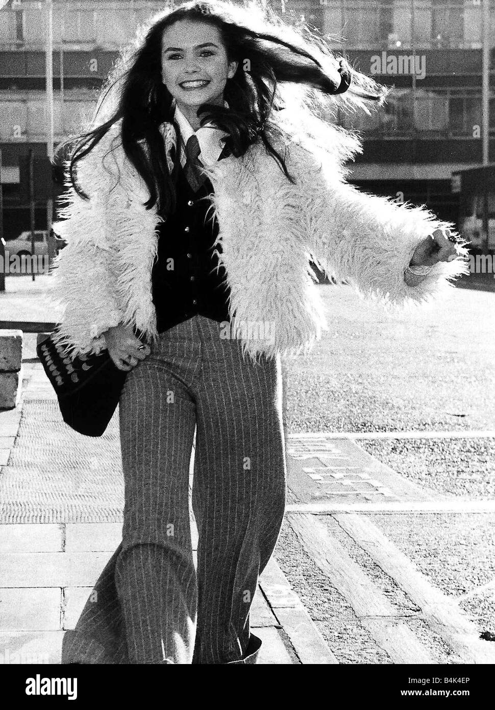 Fiona Fullerton November 1972 Actress Alice In Wonderland at Heathrow after a quick tour of America for premiere of Joseph Shaftel production dbase Stock Photo