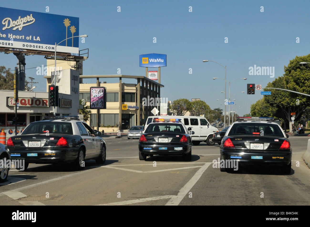 Random group of LAPD squad cars Stock Photo