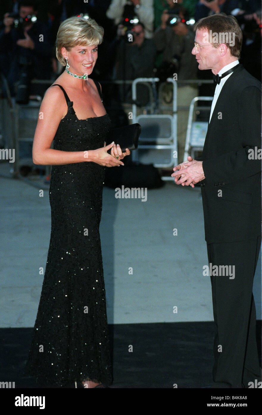 Princess Diana arrives at the Tate Gallery in London for a gala evening sponsored by Chanel 1st July 1997 The Gallery is celebrating its one hundreth anniversary this year and Princess Diana was celebrating her thirty sixth birthday today Stock Photo