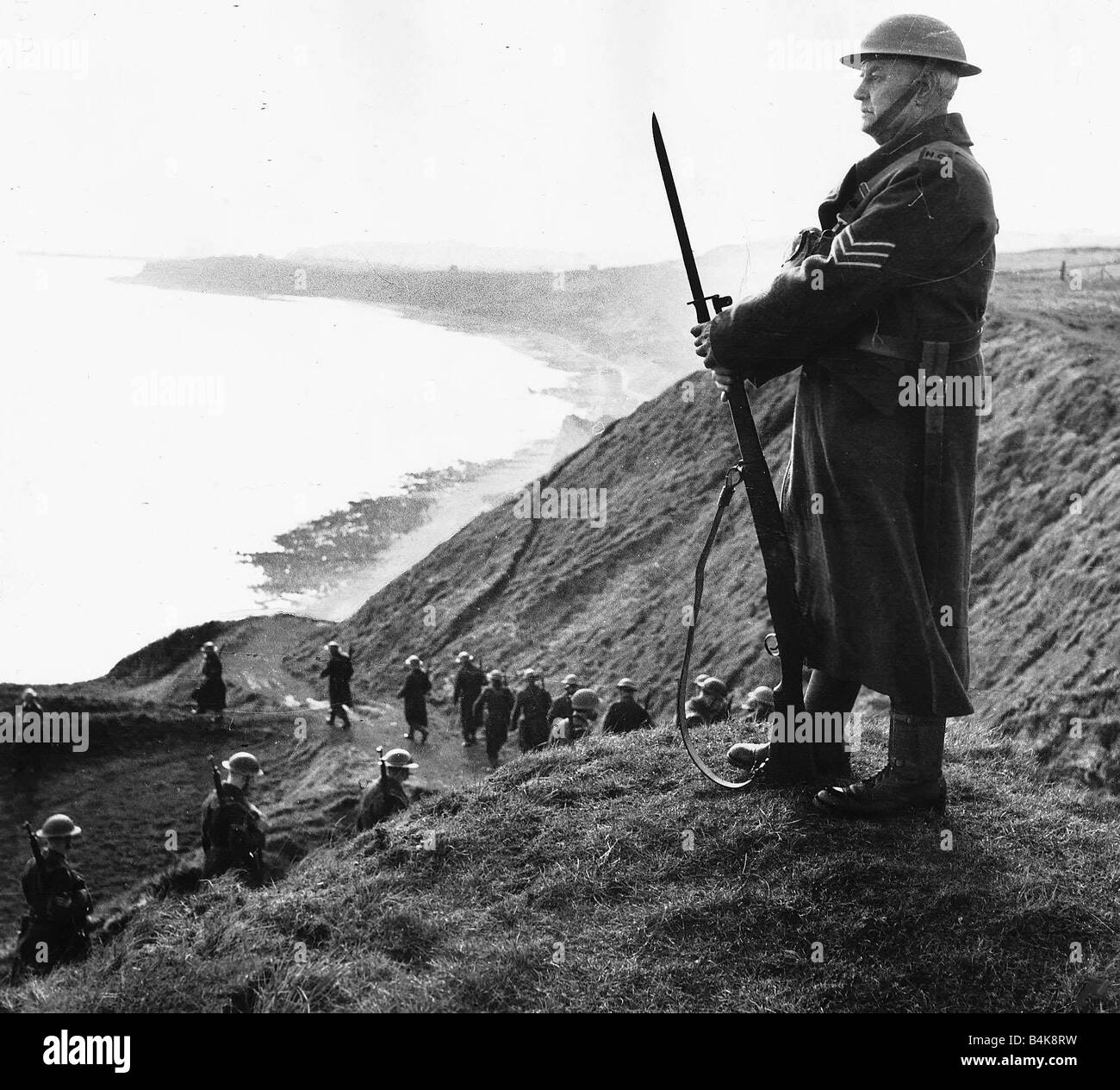 WW2 Home Guard Sergeant W Read 1941 guarding the British south coast between Dover and Folkstone Stock Photo