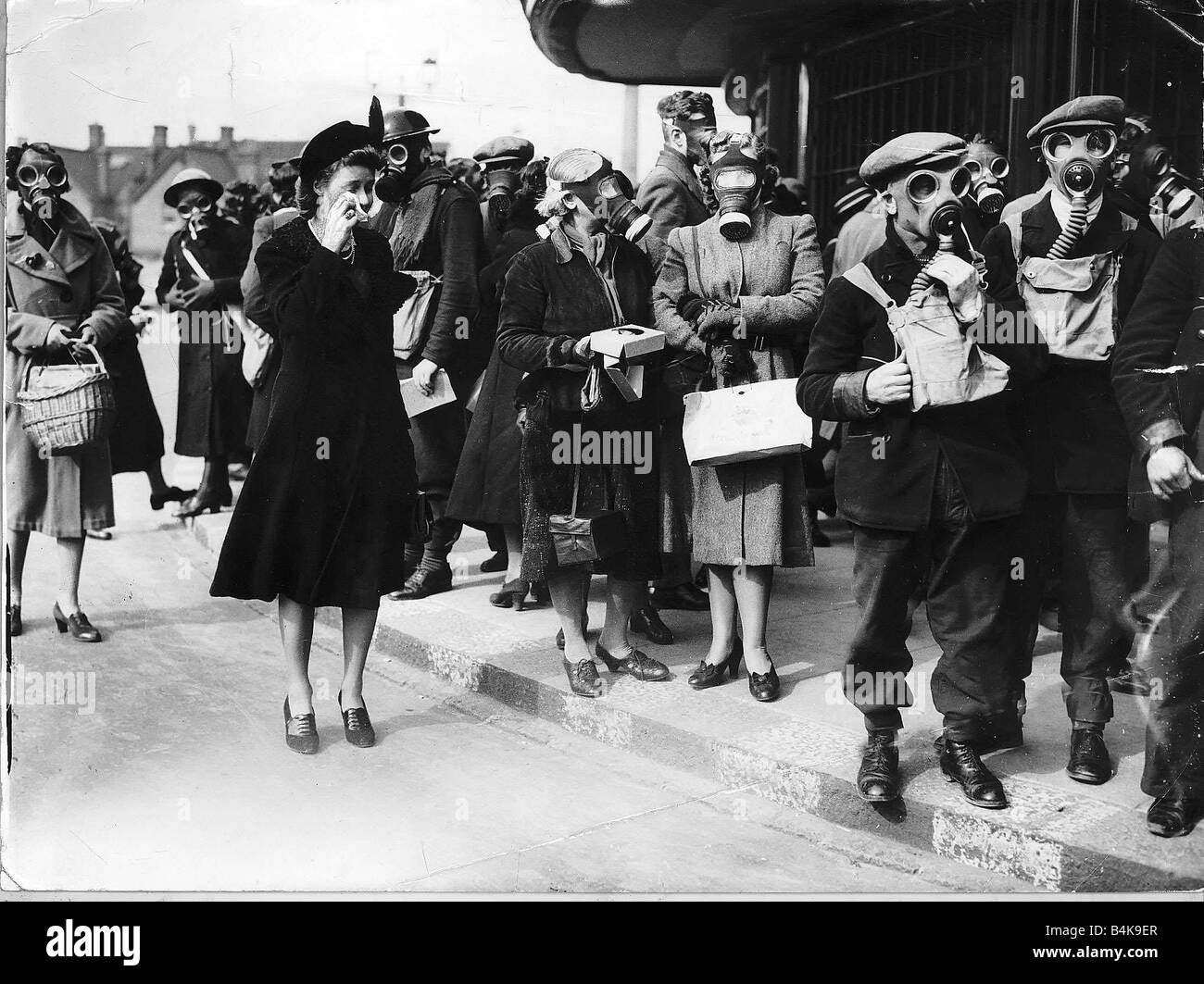 WW2 People wearing gas masks during tests Apr 1941 Stock Photo Alamy