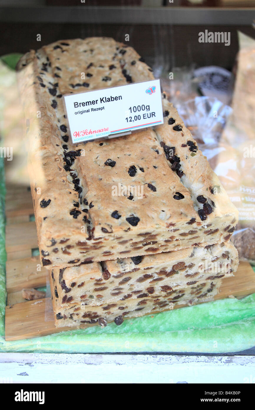 close up of original bremer klaben cake in baker&amp;#39;s shop old city ...
