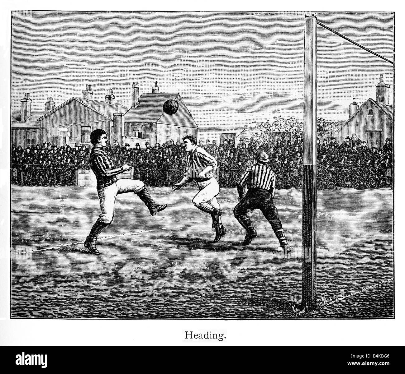 Victorian Soccer Heading 1887 engraving of football match action from a