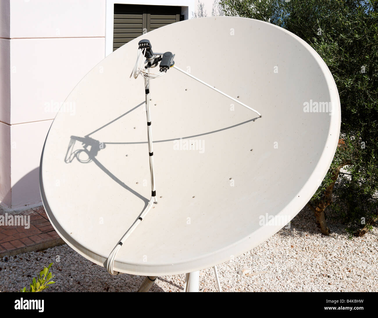 Commercial sized satellite dish outside a hotel in Malia, Crete Stock Photo