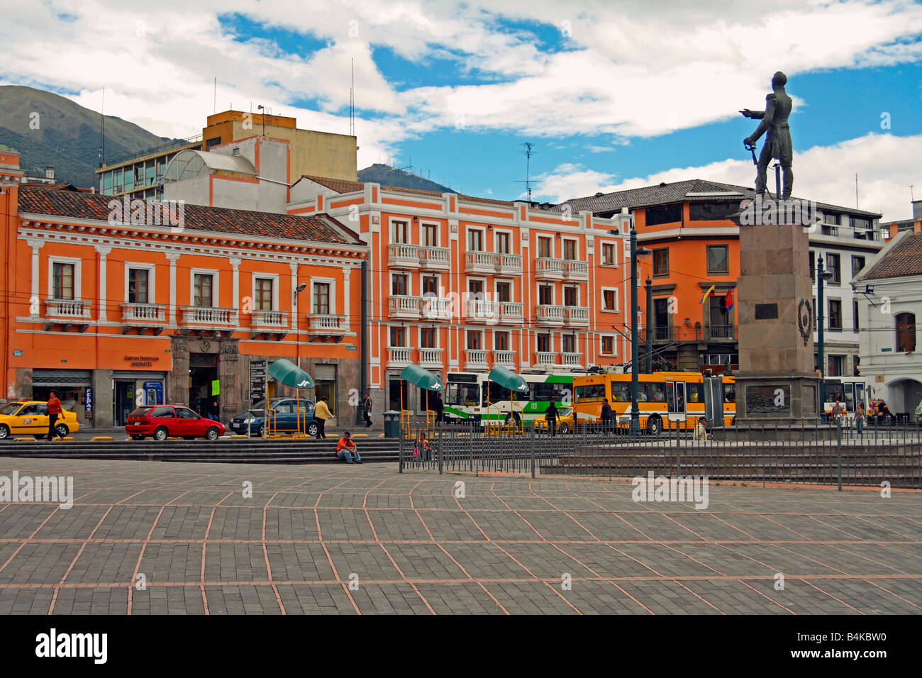 Plaza de Santo Domingo, Quito, Ecuador. Statue to Field Marshal Antonio Jose de Sucre Stock Photo