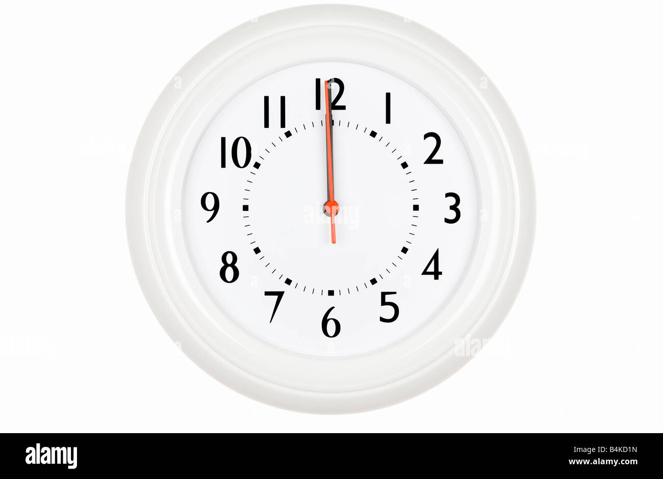 A white clock at twelve oclock Stock Photo Alamy