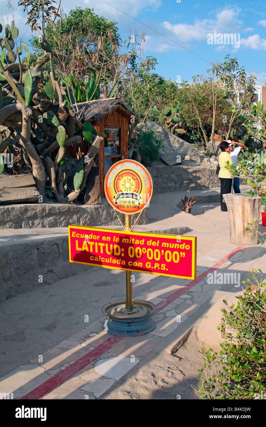 Mitad del Mundo (middle of the world). Equator line. Near Quito, Ecuador. Stock Photo