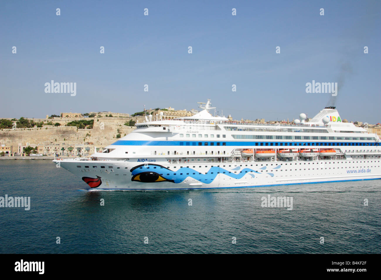 The Luxury Cruise Ship Aida Cara Entering The Grand Harbour Valletta In Malta Stock Photo Alamy