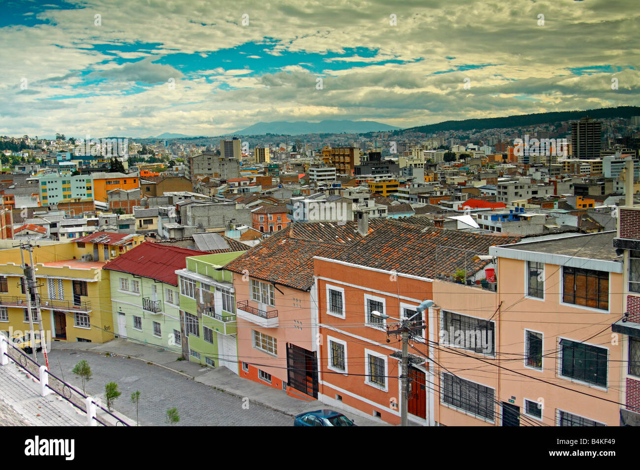 View over Quito, Ecuador, from modern arts centre (former Hospital Militar de San Juan / San Juan Military Hospital) Stock Photo