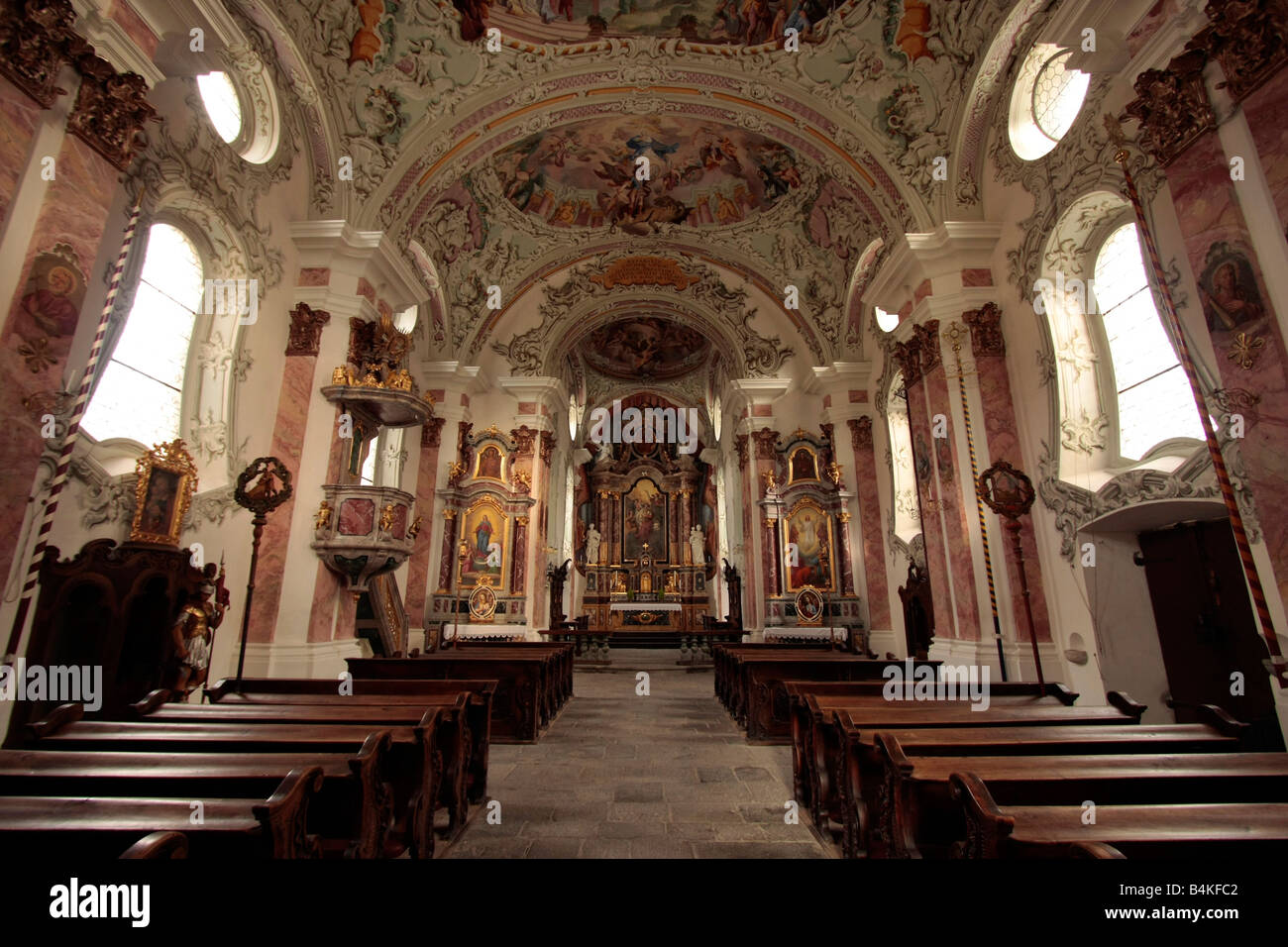 Inside St Michaels church in Innichen San Candido Trentino Alto Adige South Tyrol Italy Stock Photo