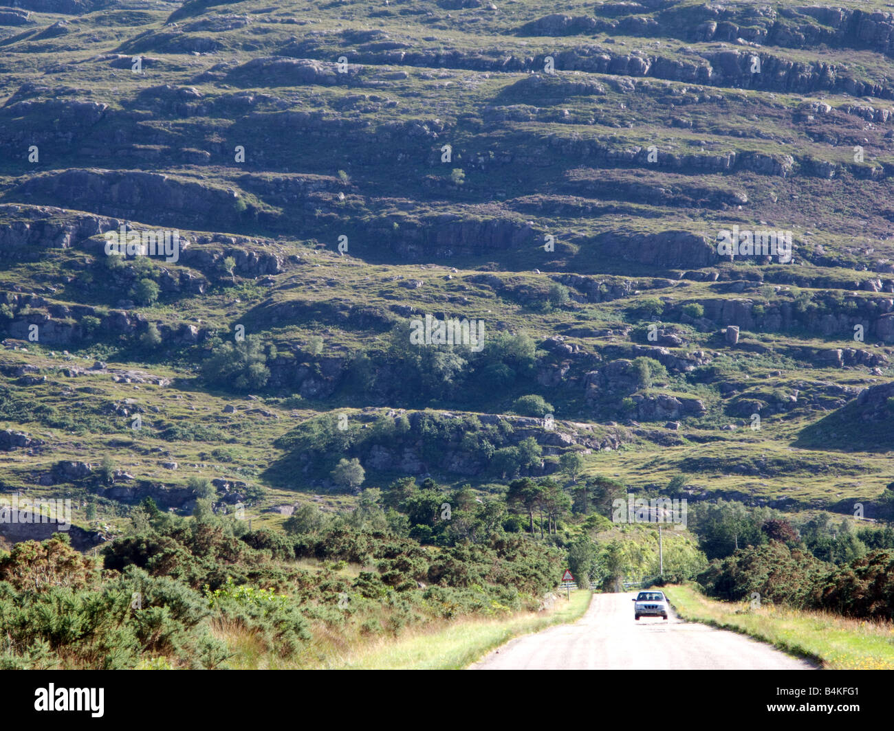 Rock strata on mountainside, Torridon, Scotland Stock Photo