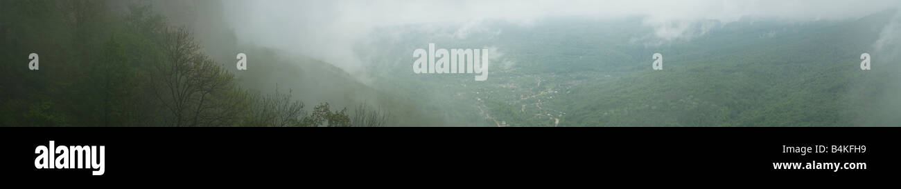 Foggy mountain view Stock Photo - Alamy